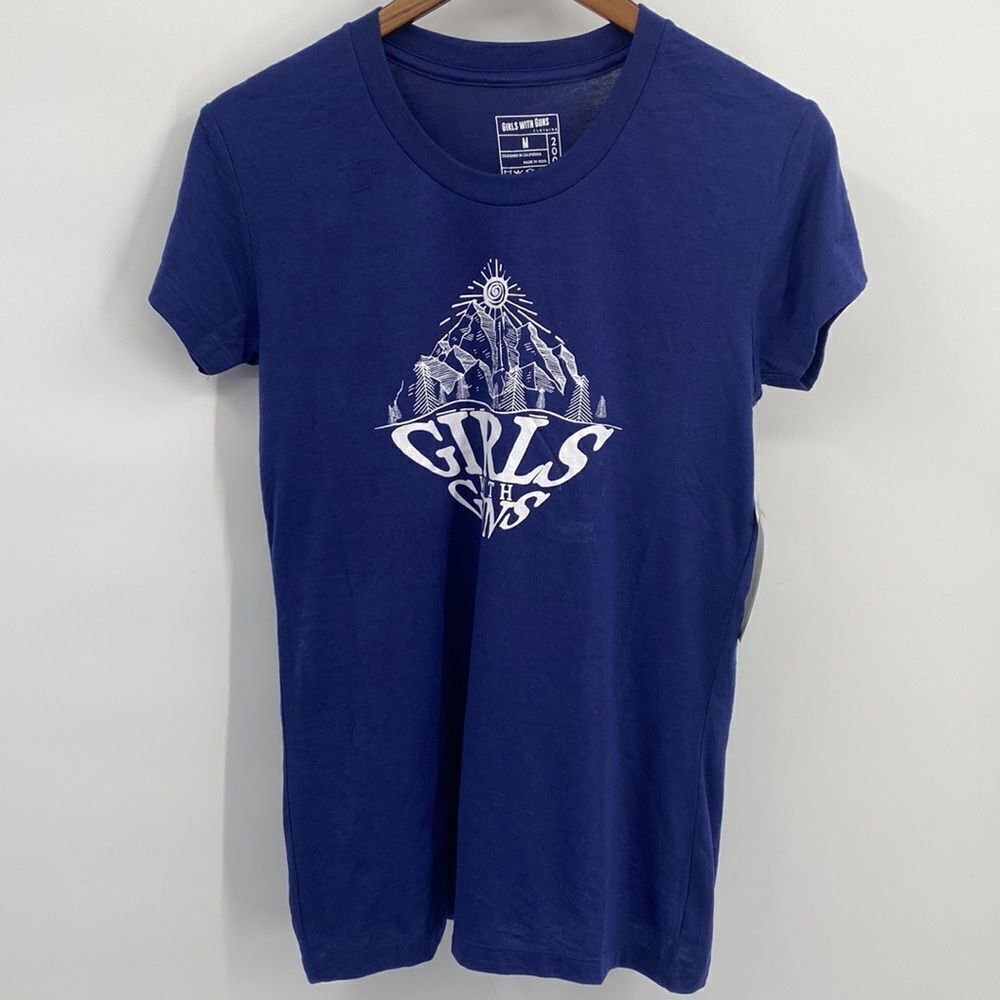 Girls With Guns Tee Shirt in Indigo Medium New With Tags